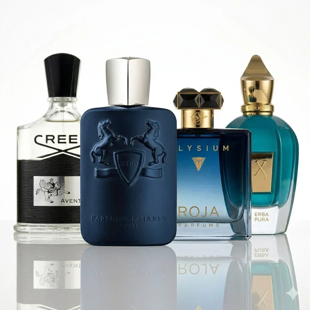 Parfümset mit 4 Parfüms | Creed Aventus, Parfums de Marly Layton, Roja Elysium, Xerjoff Erba Pura.